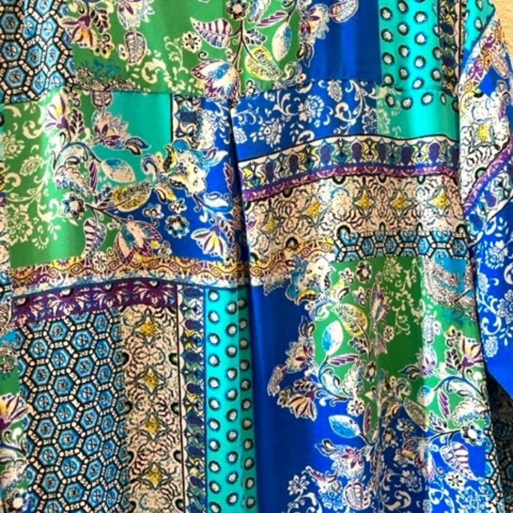 Joan Rivers Size 16 Patchwork Print Textured Blou… - image 3